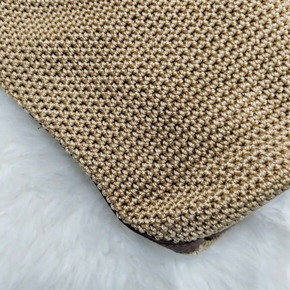 The Sak Chic Crochet Woven Leather Trim Sequoia Hobo Shoulder Bag, Tan/Brown - Picture 4 of 13